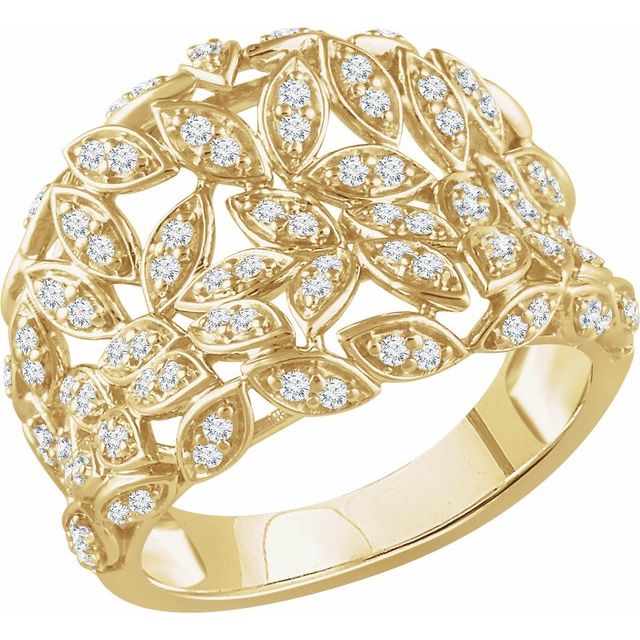 1/2 CTW Natural Diamond Leaf Ring