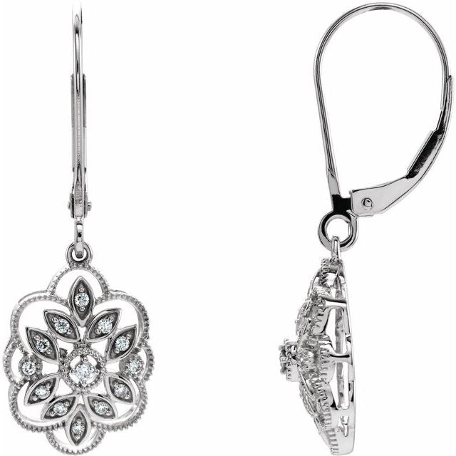 Round 1/6 CTW Natural Diamond Granulated Filigree Earrings