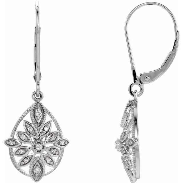 Round 1/6 CTW Natural Diamond Granulated Filigree Earrings