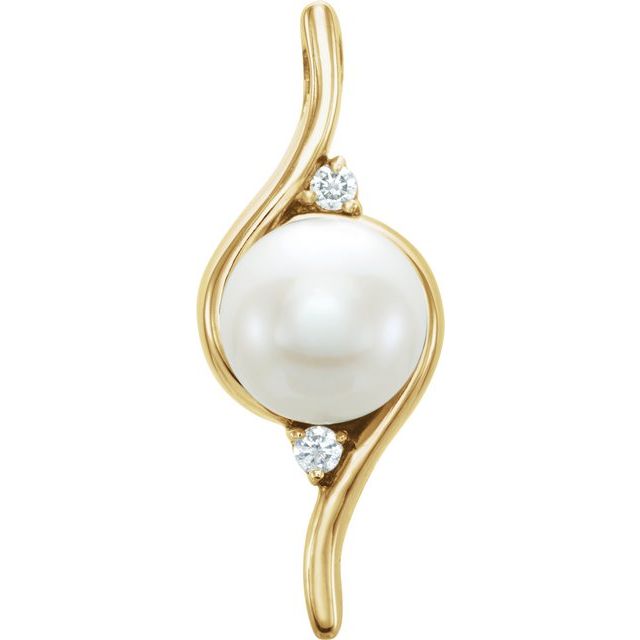 Cultured White Freshwater Pearl & .03 CTW Natural Diamond Pendant
