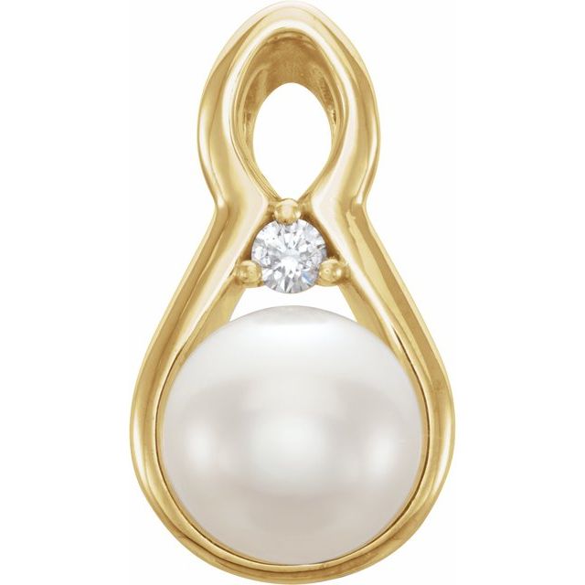 Cultured White Freshwater Pearl & .03 CTW Natural Diamond Pendant