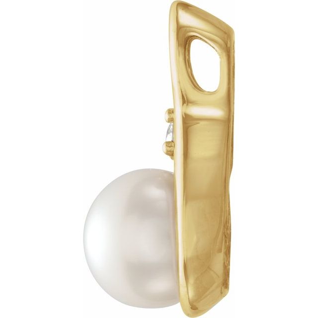 Cultured White Freshwater Pearl & .03 CTW Natural Diamond Pendant