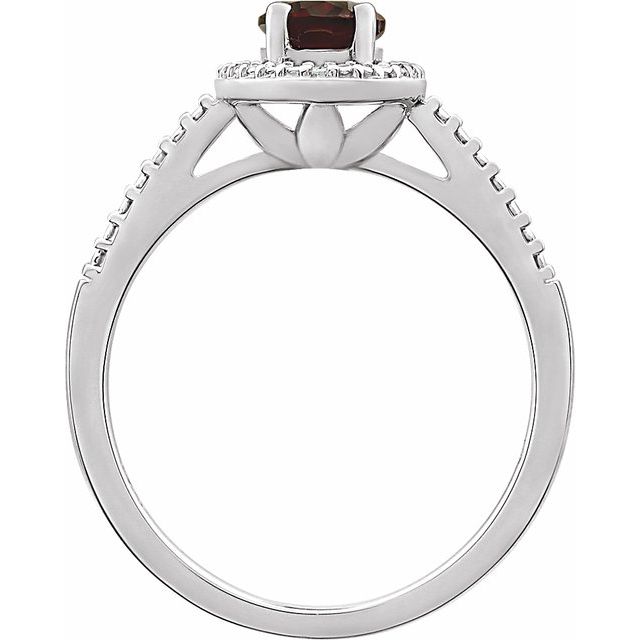 Oval Natural Mozambique Garnet & .01 CTW Natural Diamond Ring