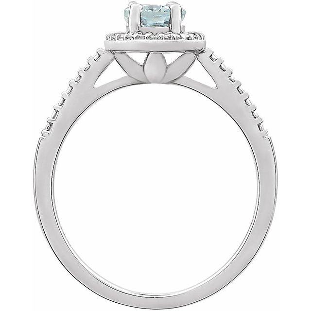 Oval Natural Aquamarine & .01 CTW Natural Diamond Ring