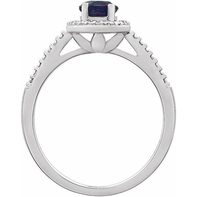 Oval Lab-Grown Alexandrite & .01 CTW Natural Diamond Ring