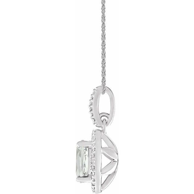 Oval Lab-Grown White Sapphire & .01 CTW Natural Diamond Necklace