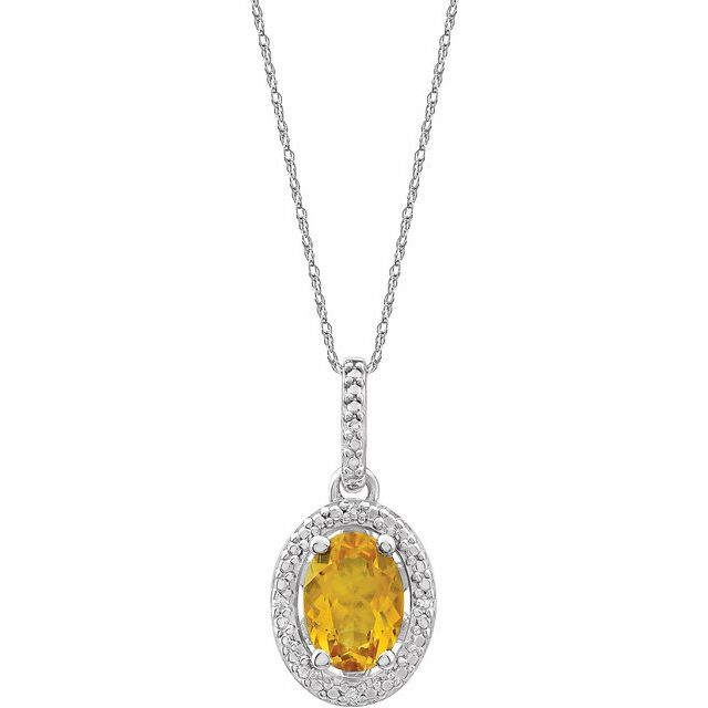 Oval Natural Citrine & .01 CTW Natural Diamond Necklace