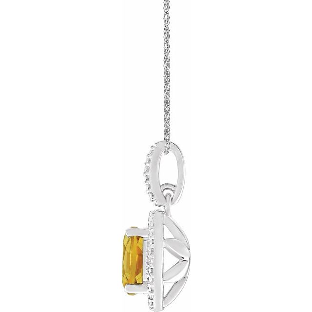 Oval Natural Citrine & .01 CTW Natural Diamond Necklace
