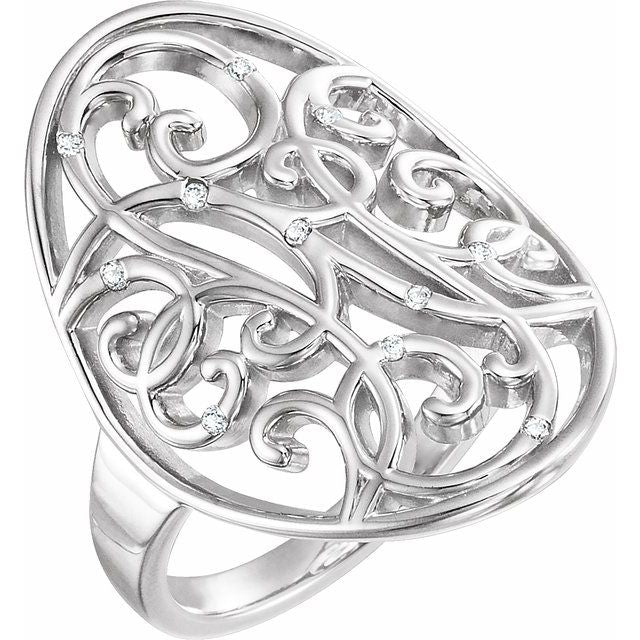 Round .06 CTW Natural Diamond Scroll Ring