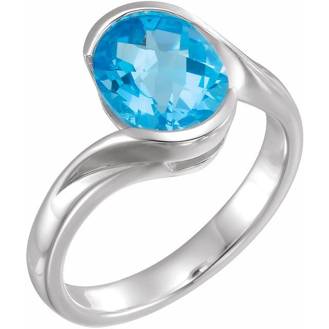 Natural Swiss Blue Topaz Ring