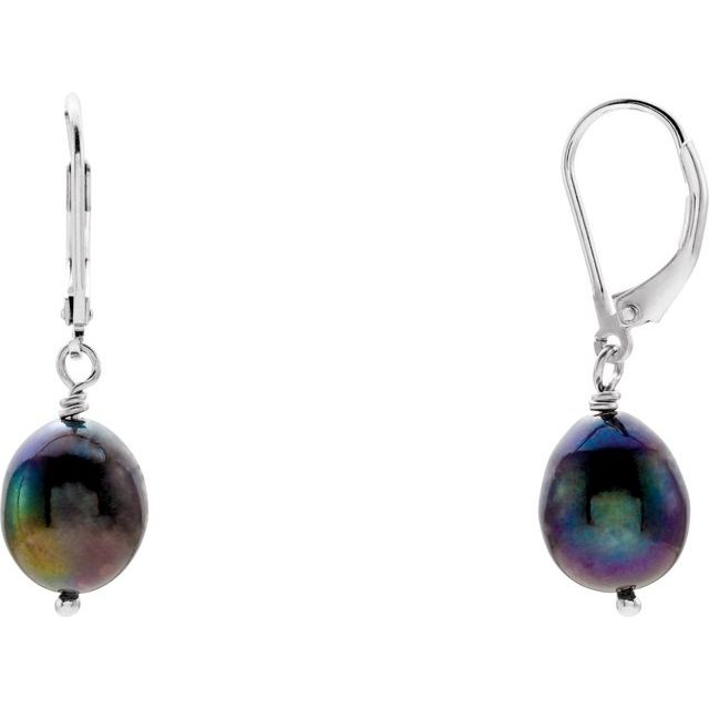 Cultured Black Freshwater Pearl Earrings