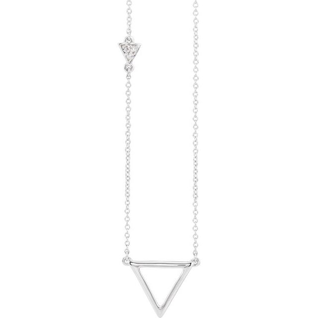 .05 CTW Natural Diamond Triangle Necklace