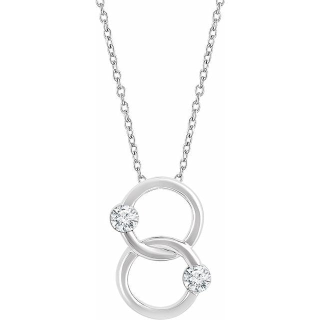 1/10 CTW Natural Diamond Two-Stone Interlocking Circle Necklace