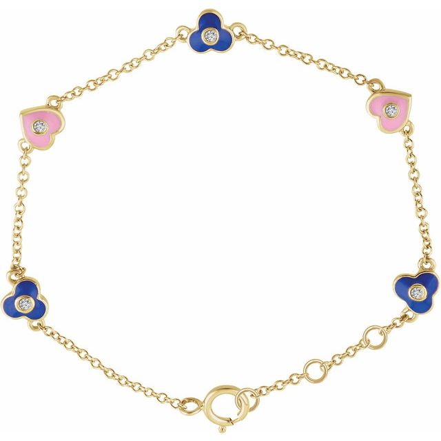 .04 CTW Natural Diamond Flowers & Hearts 5-7" Bracelet
