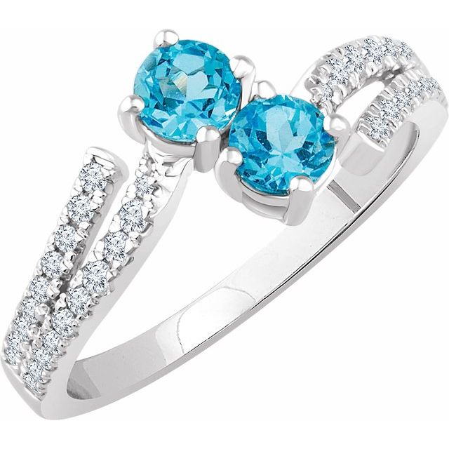 Natural Swiss Blue Topaz & 1/4 CTW Diamond Ring