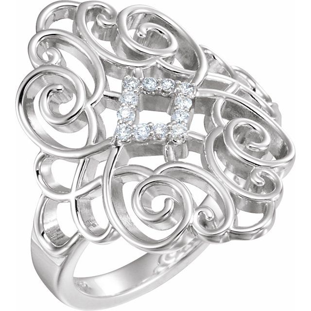 Round 1/10 CTW Natural Diamond Scroll Ring