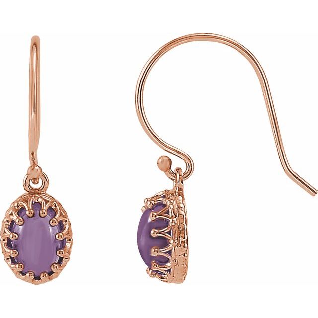 Oval Natural Amethyst Earrings