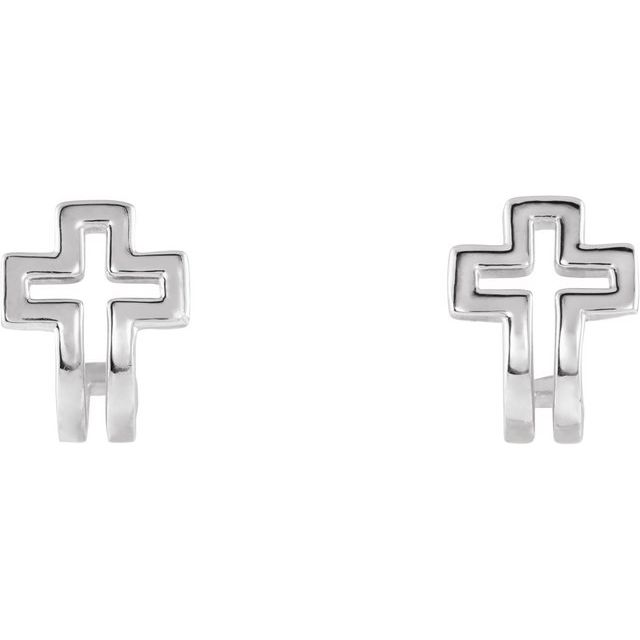 Open Cross J-Hoop Earrings