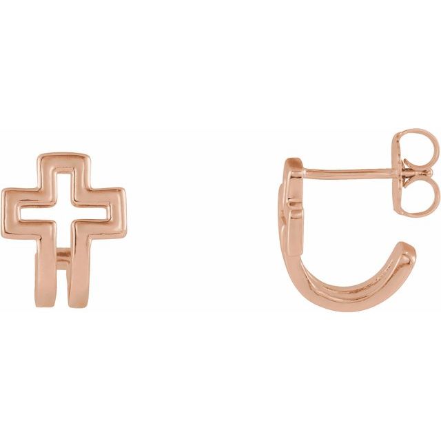 Open Cross J-Hoop Earrings