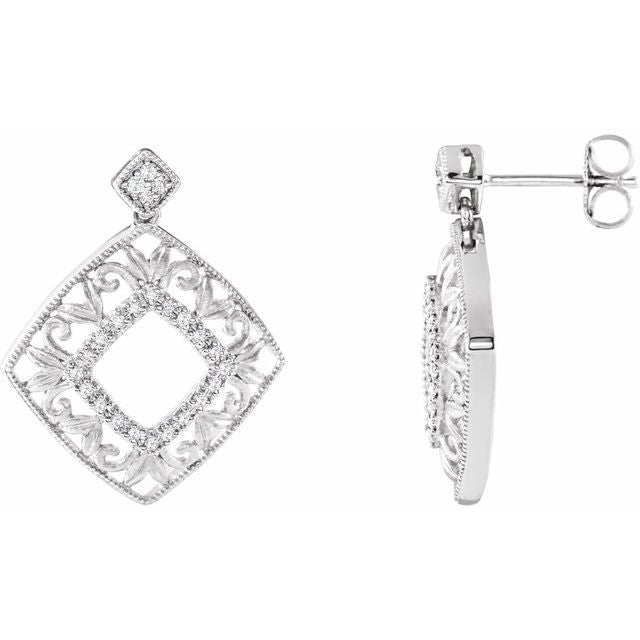 Round 1/5 CTW Natural Diamond Filigree Earrings