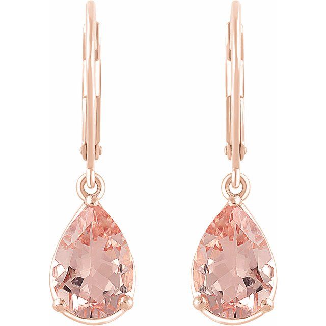 Pear Natural Pink Morganite Earrings