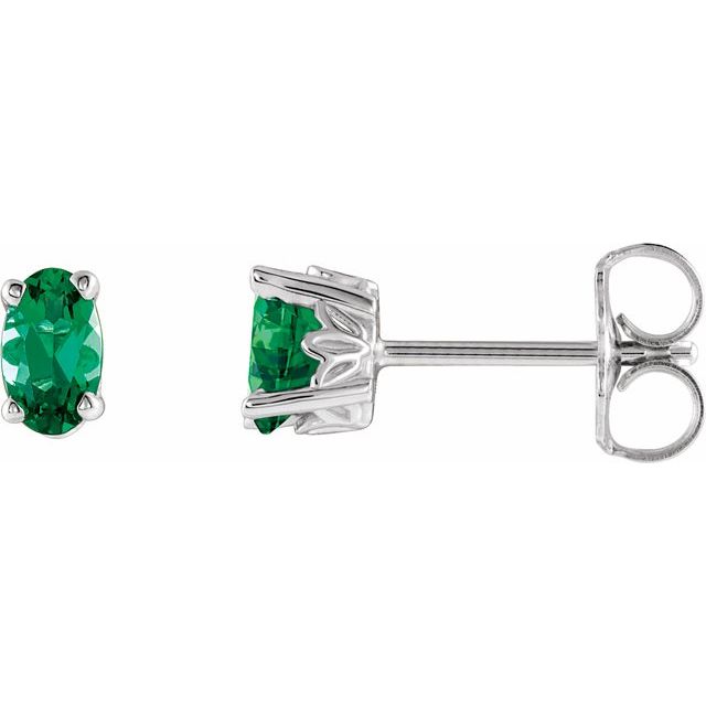 Oval Lab-Grown Emerald Earrings