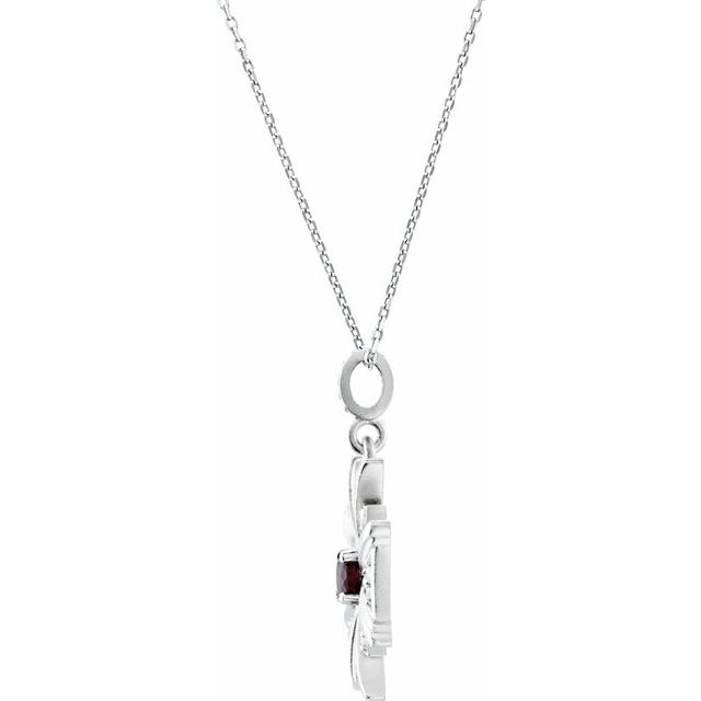 Round Natural Mozambique Garnet & .16 CTW Natural Diamond Necklace