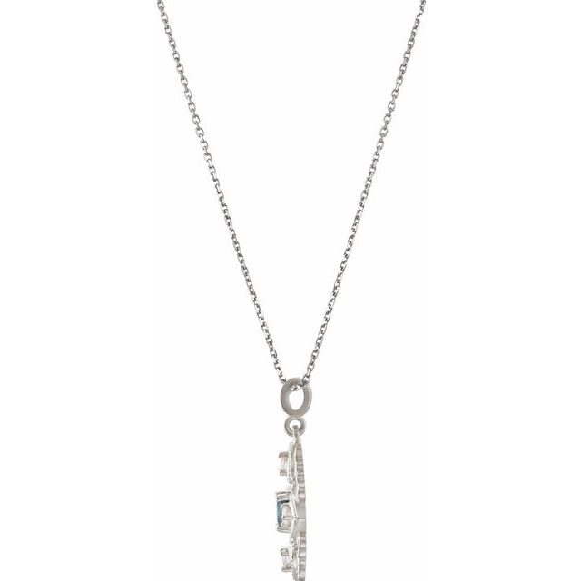 Round Natural London Blue Topaz & 1/4 CTW Natural Diamond Necklace