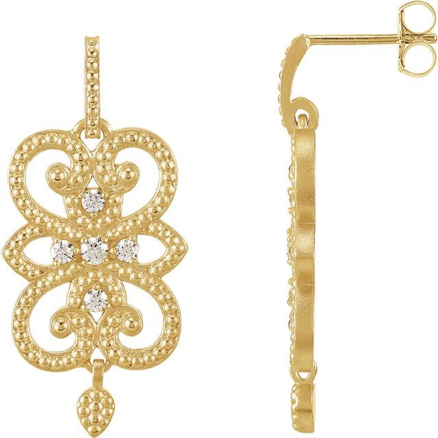 Round 1/5 CTW Natual Diamond Granulated Earrings