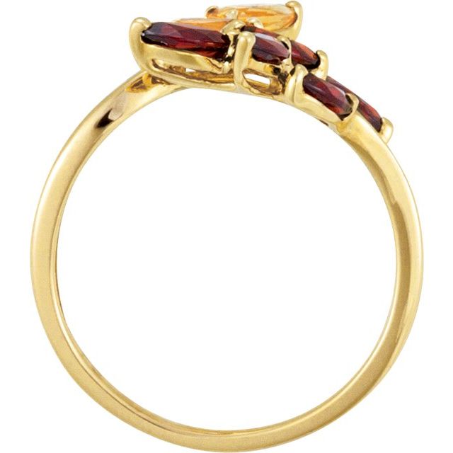 Natural Citrine & Natural Mozambique Garnet Bypass Ring