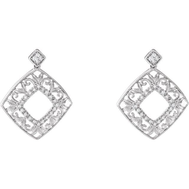 Round 1/5 CTW Natural Diamond Filigree Earrings