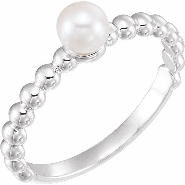 Cultured White Freshwater Pearl Stackable Ring