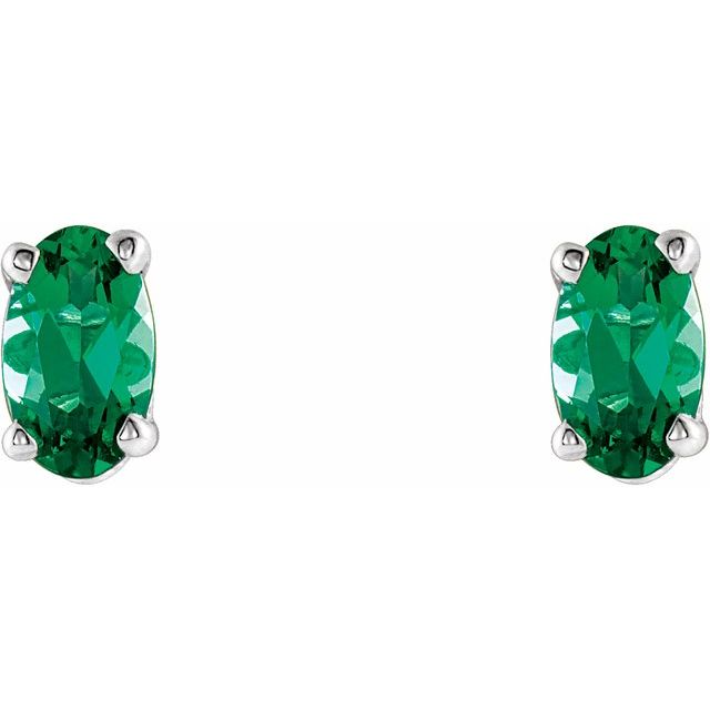 Oval Lab-Grown Emerald Earrings