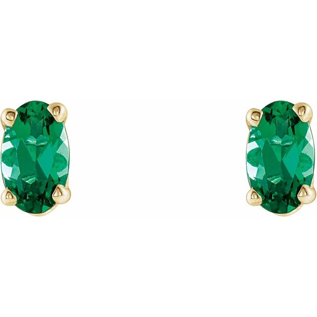 Oval Lab-Grown Emerald Earrings