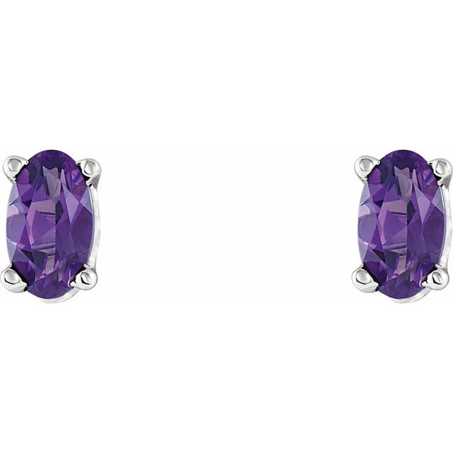 Oval Natural Amethyst Earrings