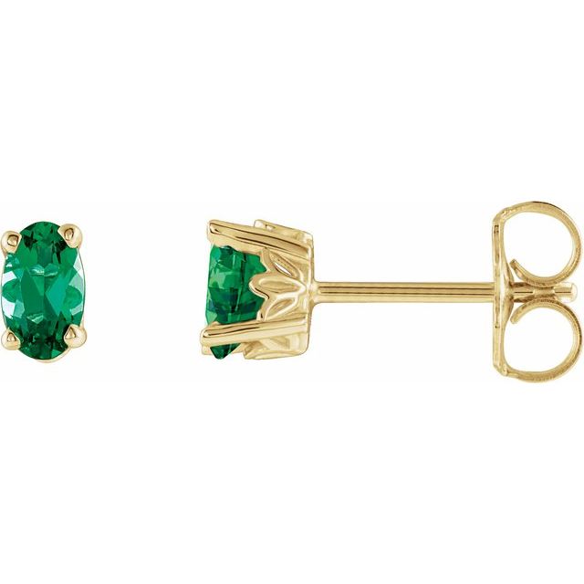 Oval Lab-Grown Emerald Earrings