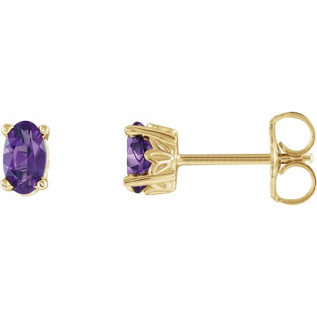 Oval Natural Amethyst Earrings