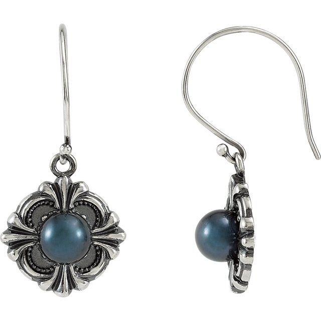 Cultured Black Freshwater Pearl Earrings