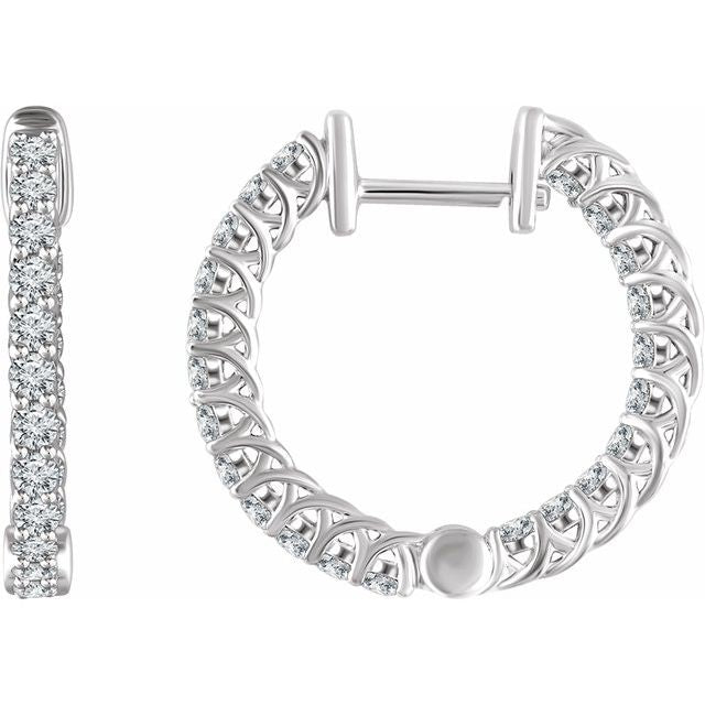 1 CTW Natural Diamond Inside-Outside 20.1mm Hoop Earrings