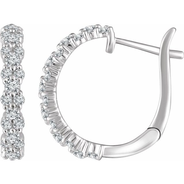 Round 5/8 CTW Natural Diamond Hoop Earrings