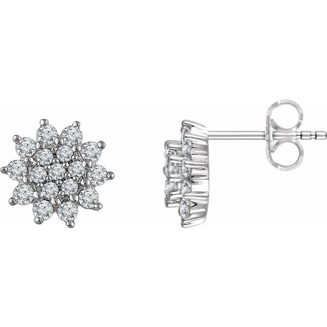 Round 1/2 CTW Natural Diamond Cluster Earrings