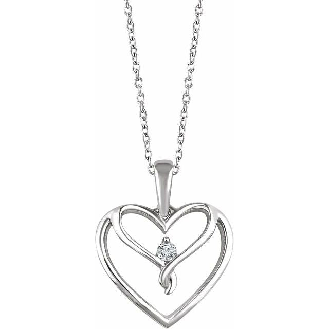 .05 CT Natural Diamond Heart Necklace