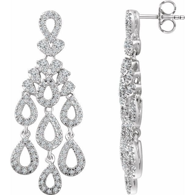 Round 7/8 CTW Natural Diamond Chandelier Earrings