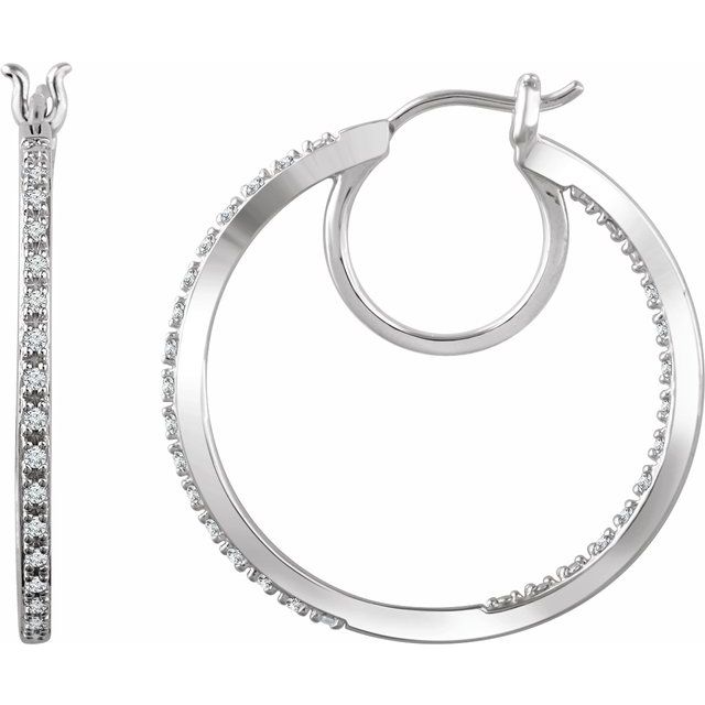Round 1/4 CTW Natural Diamond Inside-Outside Hoop Earrings