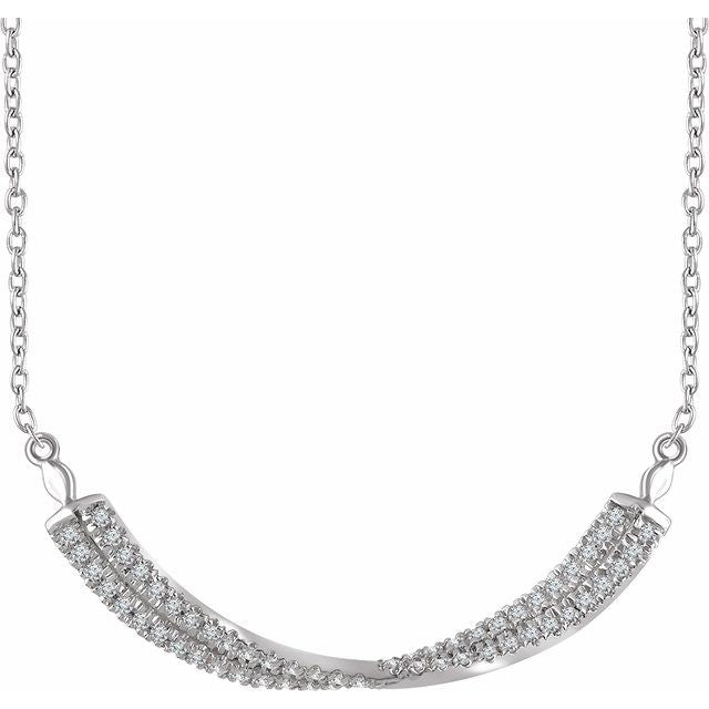 1/4 CTW Natural Diamond Twisted Bar Necklace