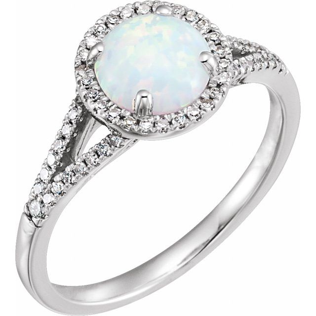 Created Opal & 1/6 CTW Natural Diamond Ring