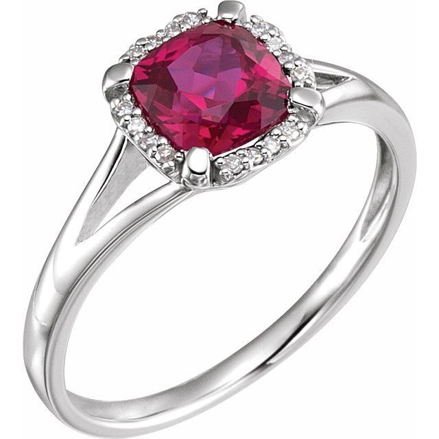 Lab-Grown Ruby & .05 CTW Natural Diamond Ring
