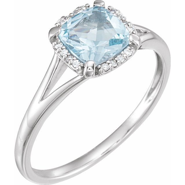 Natural Sky Blue Topaz & .05 CTW Natural Diamond Ring