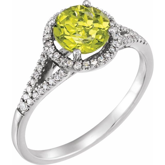Natural Peridot & 1/5 CTW Natural Diamond Ring