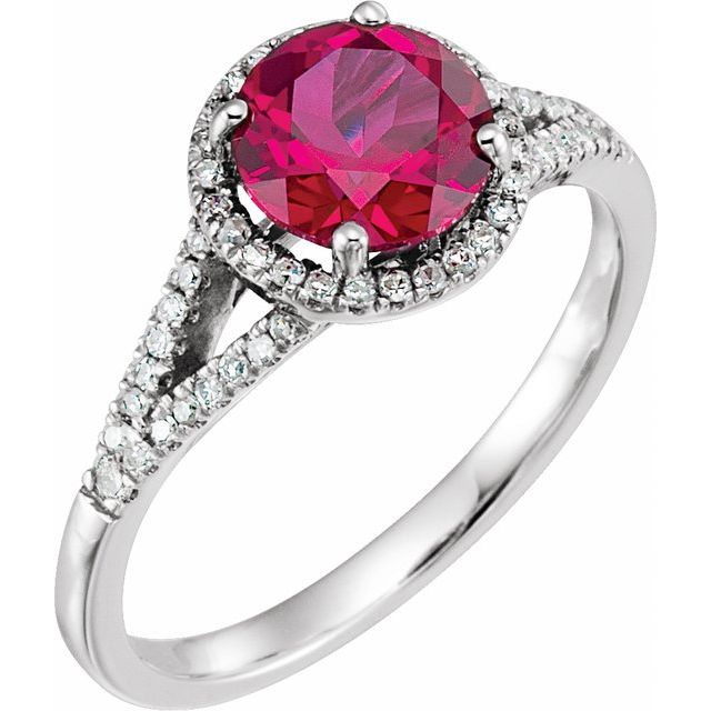Lab-Grown Ruby & 1/6 CTW Natural Diamond Ring